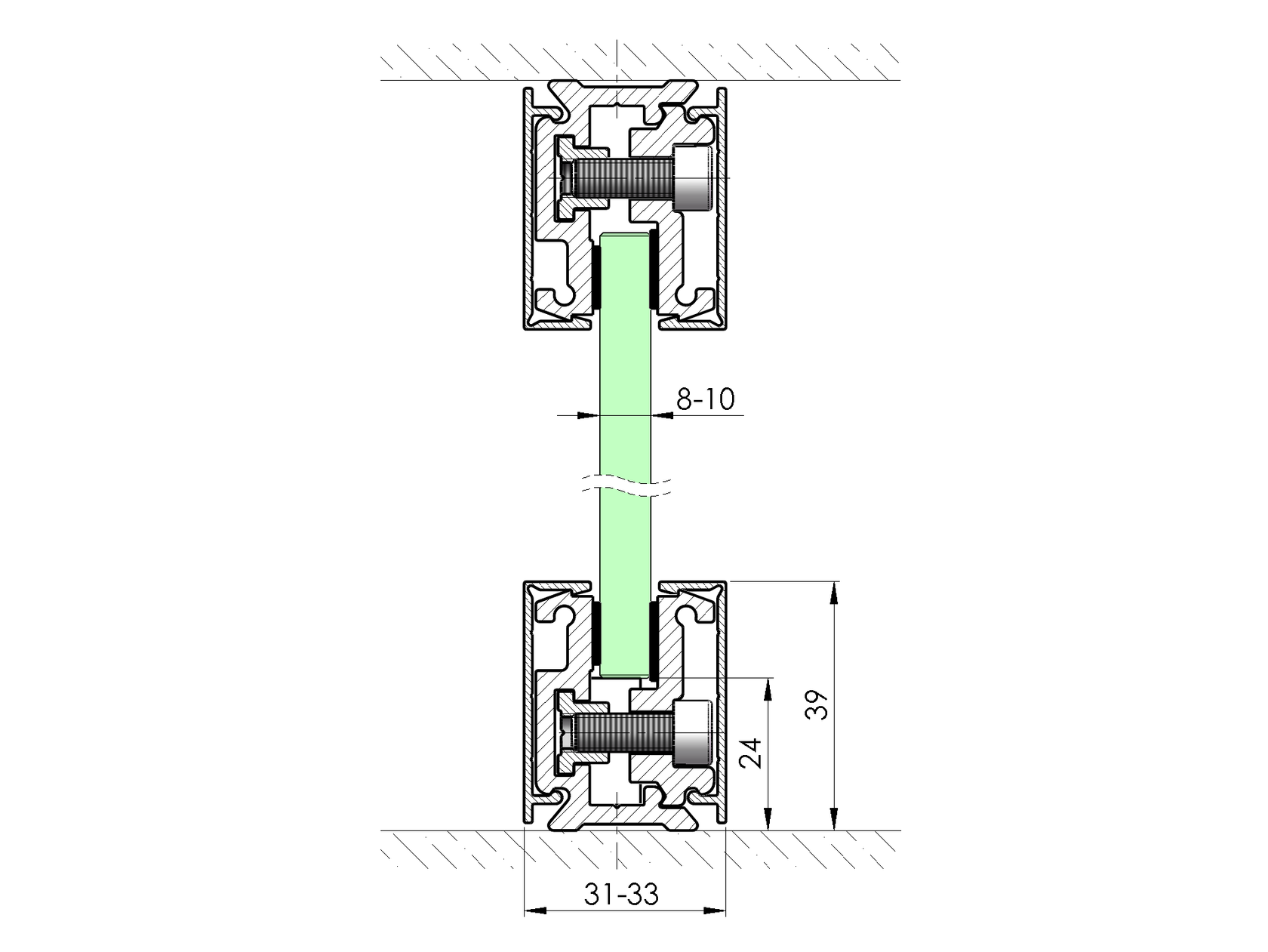 Svorkový al profil-3m s krycou lištou COM