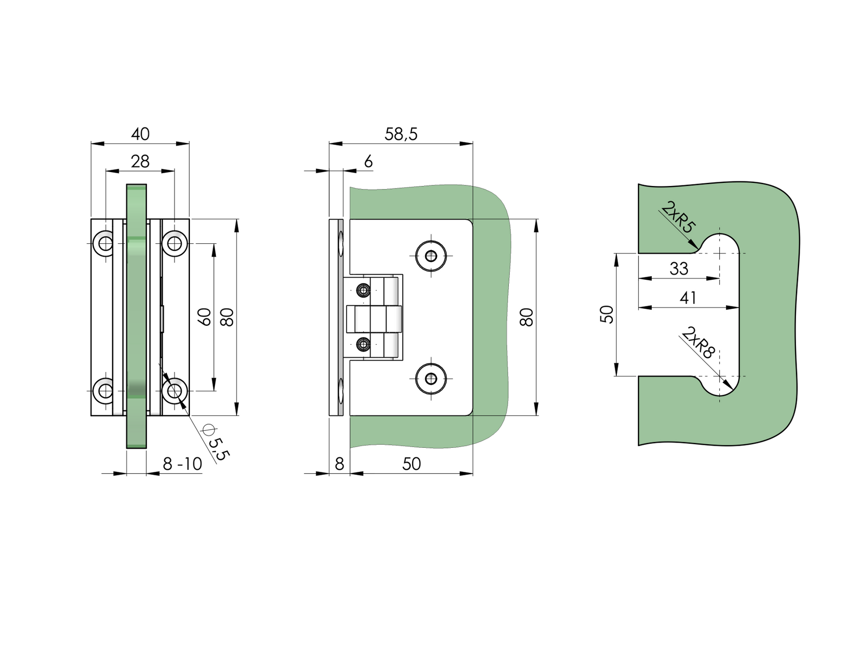 Pánt pre sklenené dvere +/- 90stup. flex