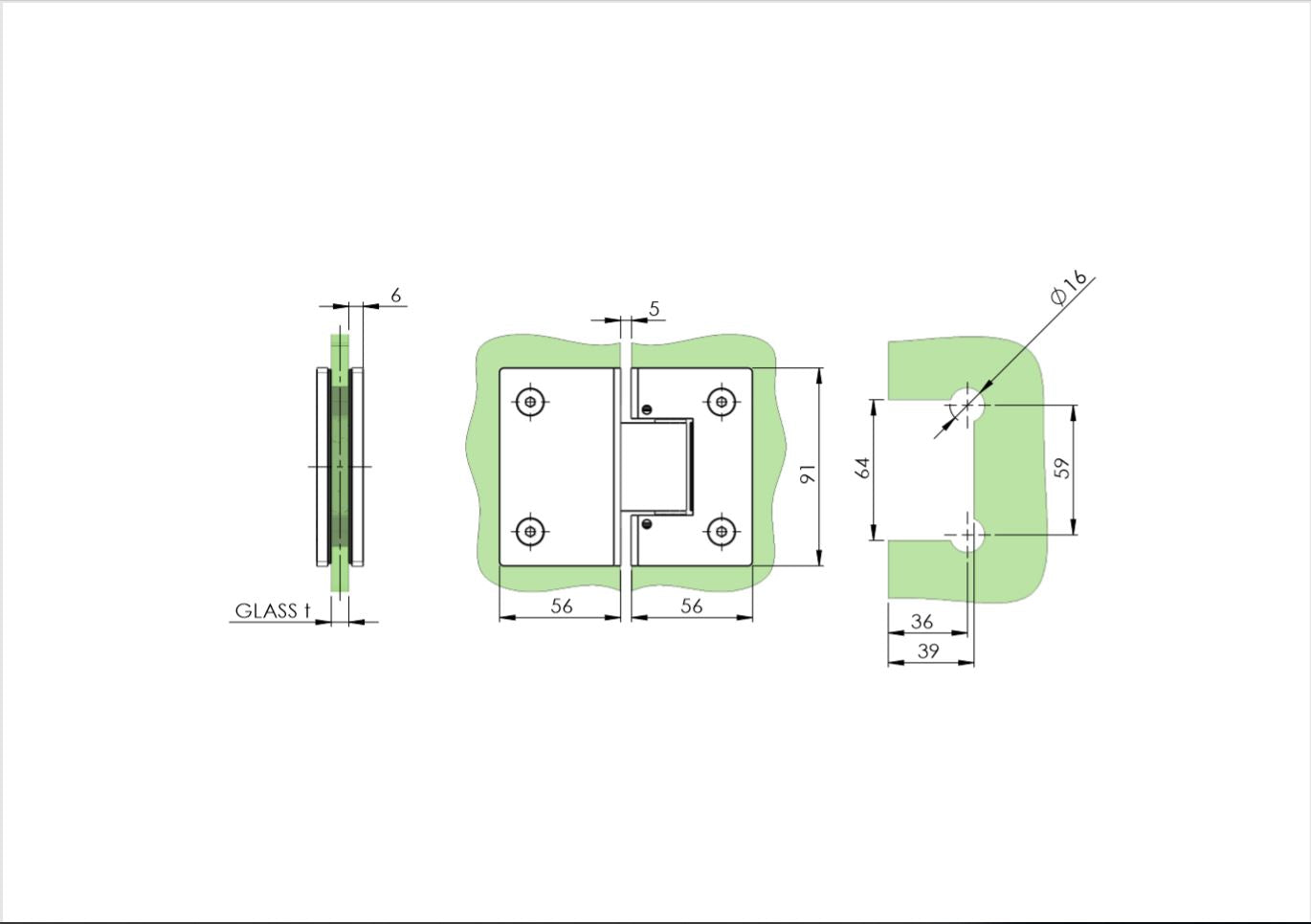 Pánt pre sklenené dvere sklo/sklo +/- 90stup flex