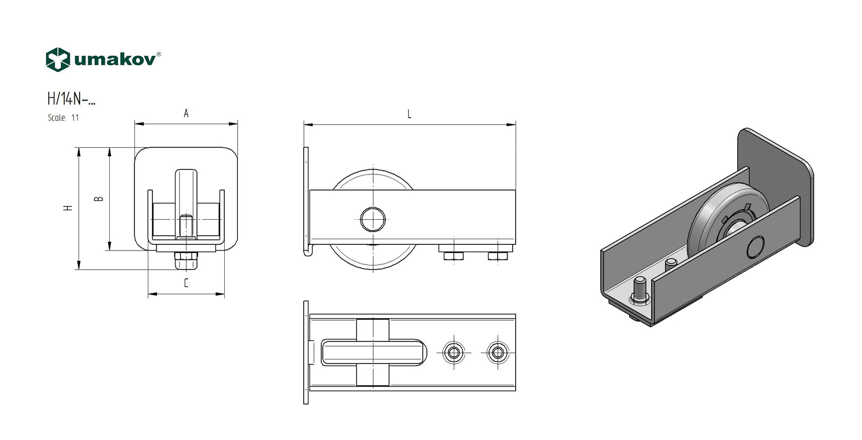 Koliesko dojazdové s krytkou Zn, profile 80x80,