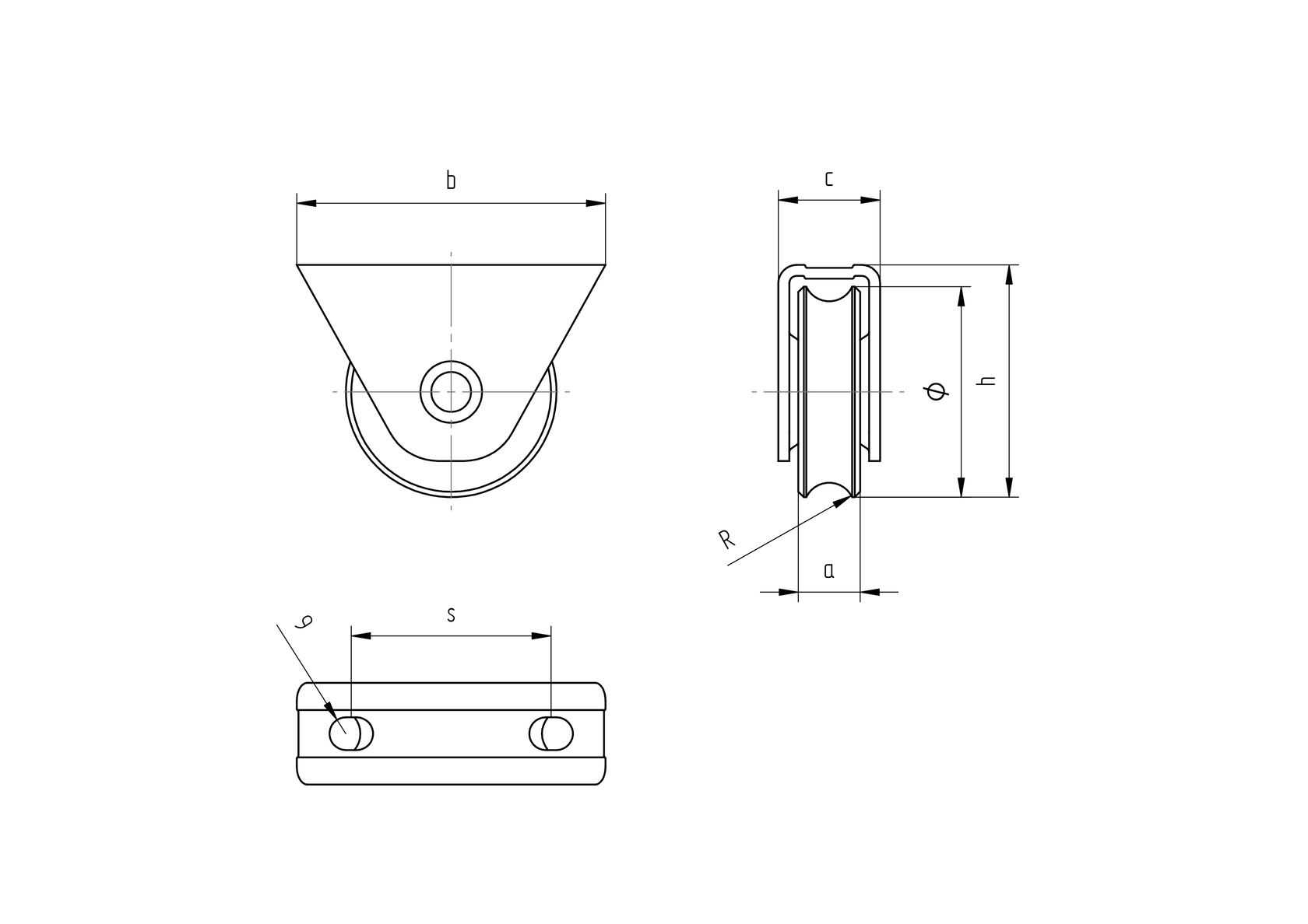 Kladka pojazdu nylonová - komplet - U, INOX, D80