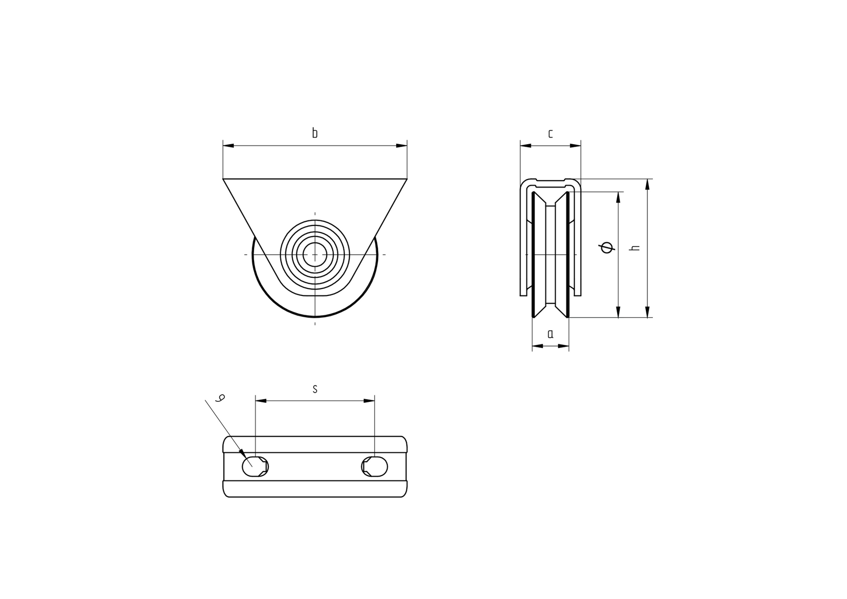 Kladka pojazdu nylonová - komplet - V, INOX, D60