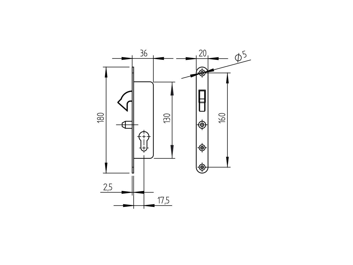 Zámok pre posuvné brány s protikusom 130x34mm