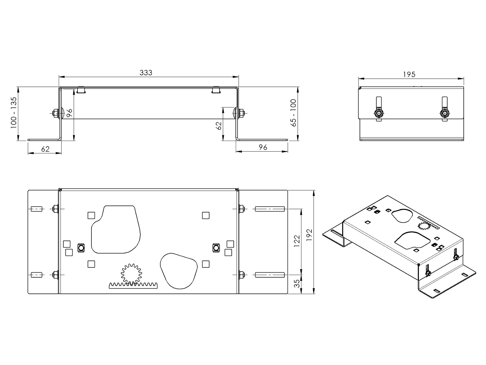 Univerzálny podstavec pre pohony posuvných brán
