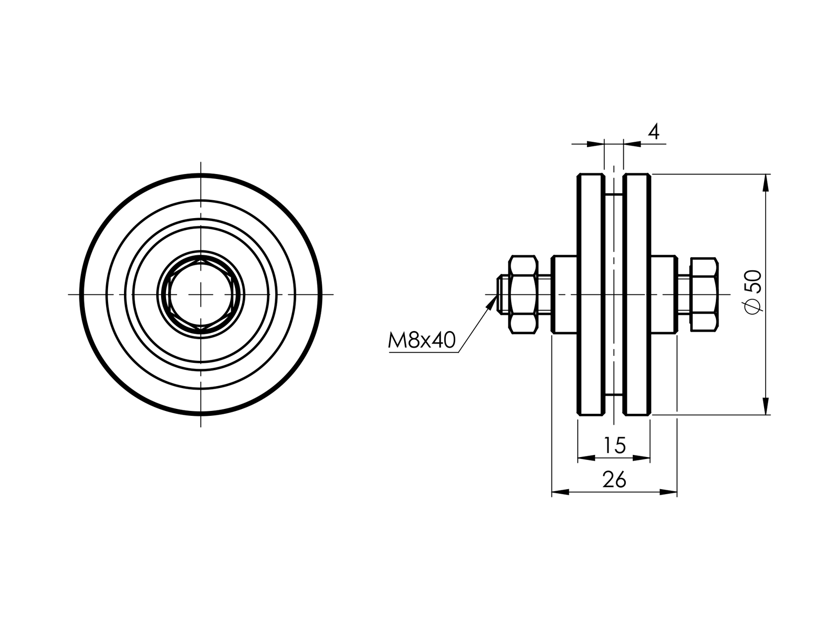 Koliesko pojazdu - H, Zn, D50mm