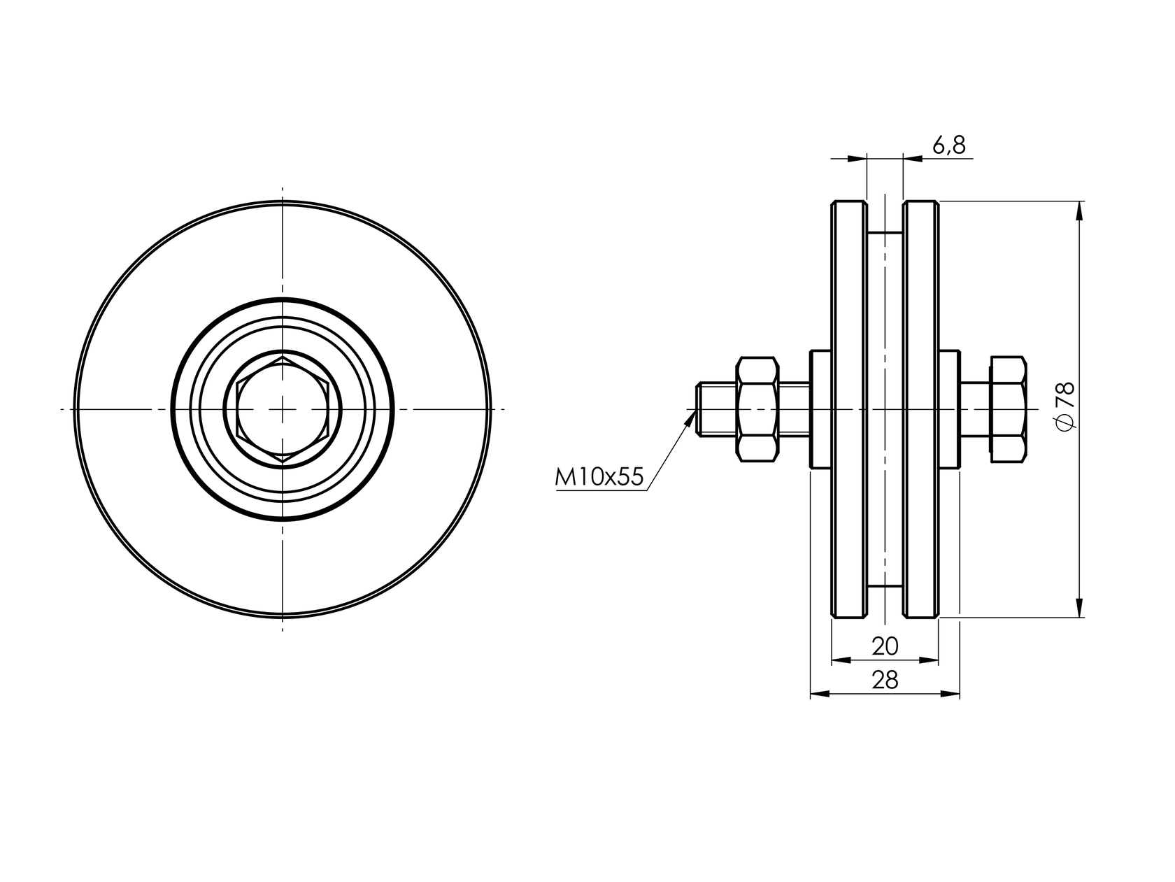 Koliesko pojazdu - H, Zn, D80mm