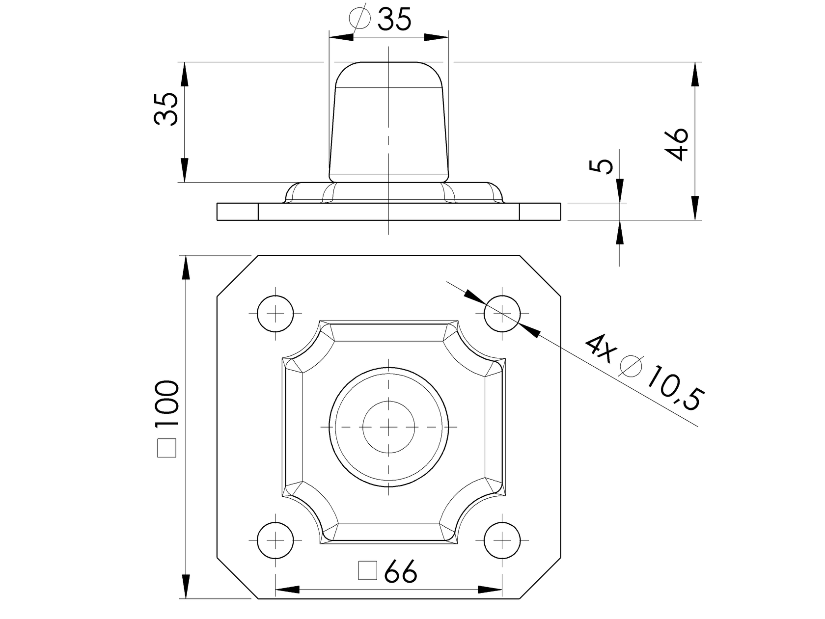 Doraz koncový s kotv.konzolou, Zn
