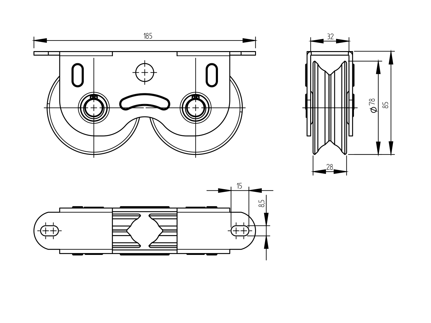 Kladka pojazdu-komplet -V, D80