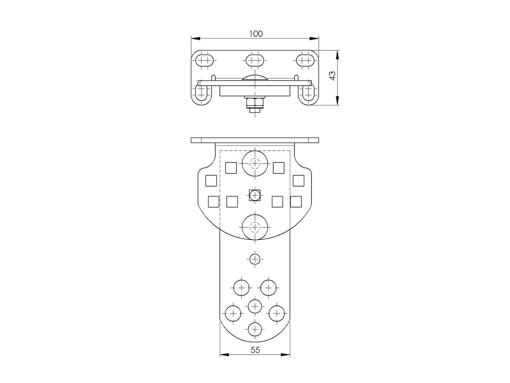 Zadna konzola pre krídlový pohon
