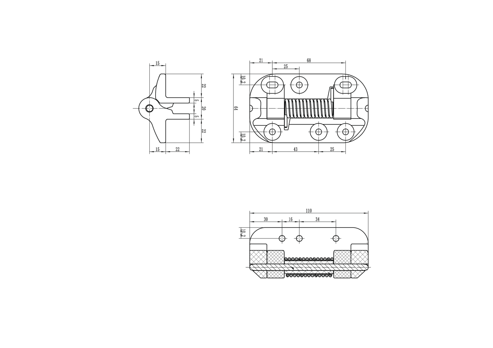 Záves na brány, s pevnou pružinou