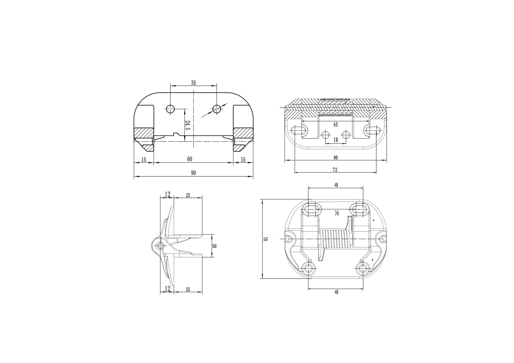 Záves na brány, s pevnou pružinou