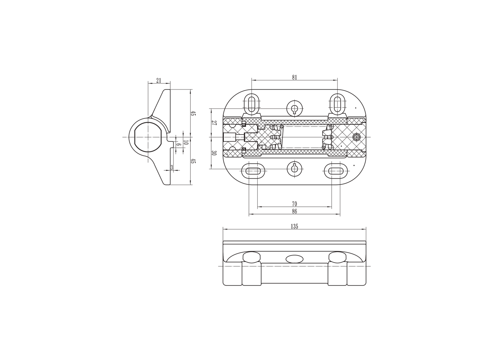 Záves na ťažké brány, s nastaviteľnou pružinou, bez zarážok