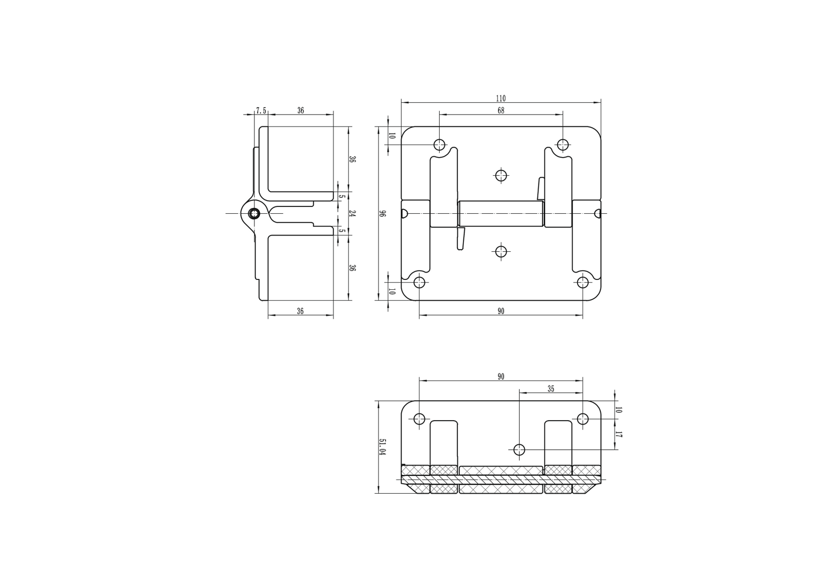 Záves na brány, bez pružiny