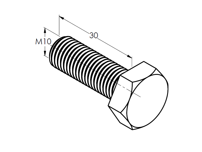 Skrutka so šesťhrannou hlavou, M10x30, Zn 8.8