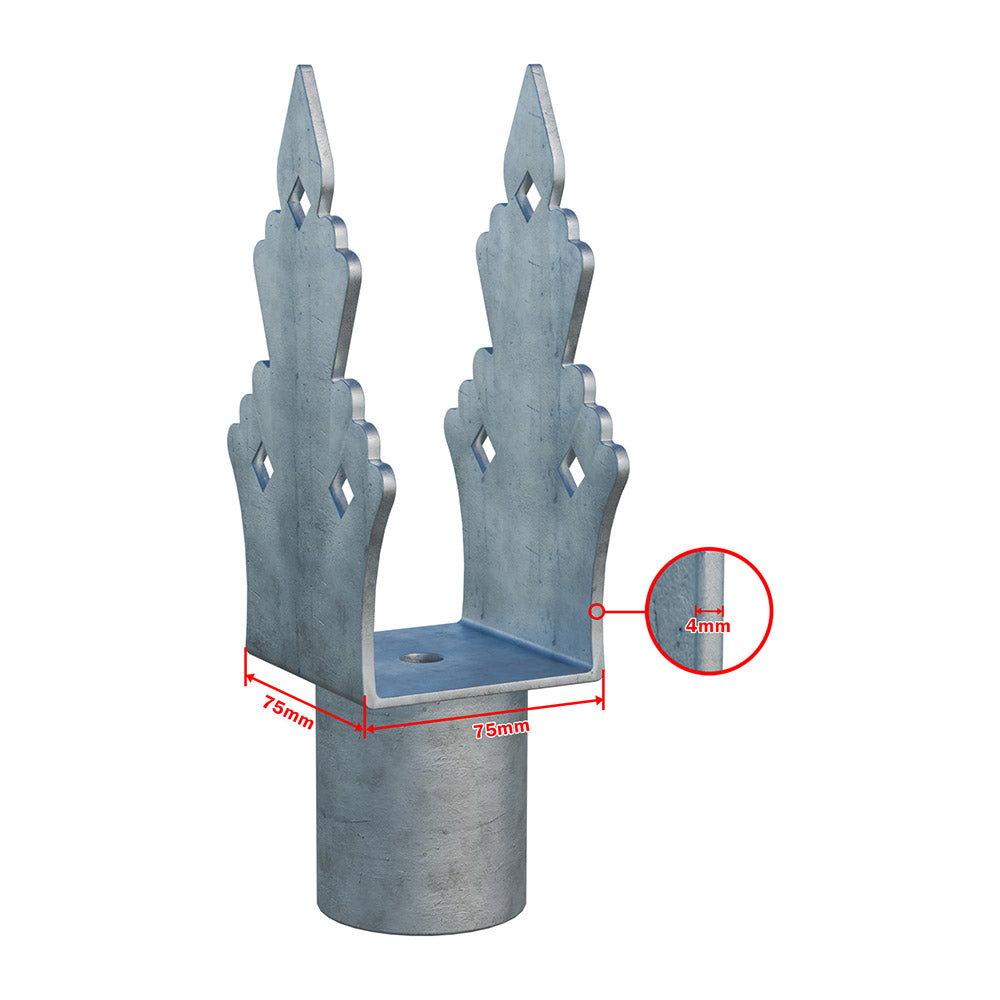 Nadstavec na zem.skrut. zdobený Zn U75x75x165x60mm