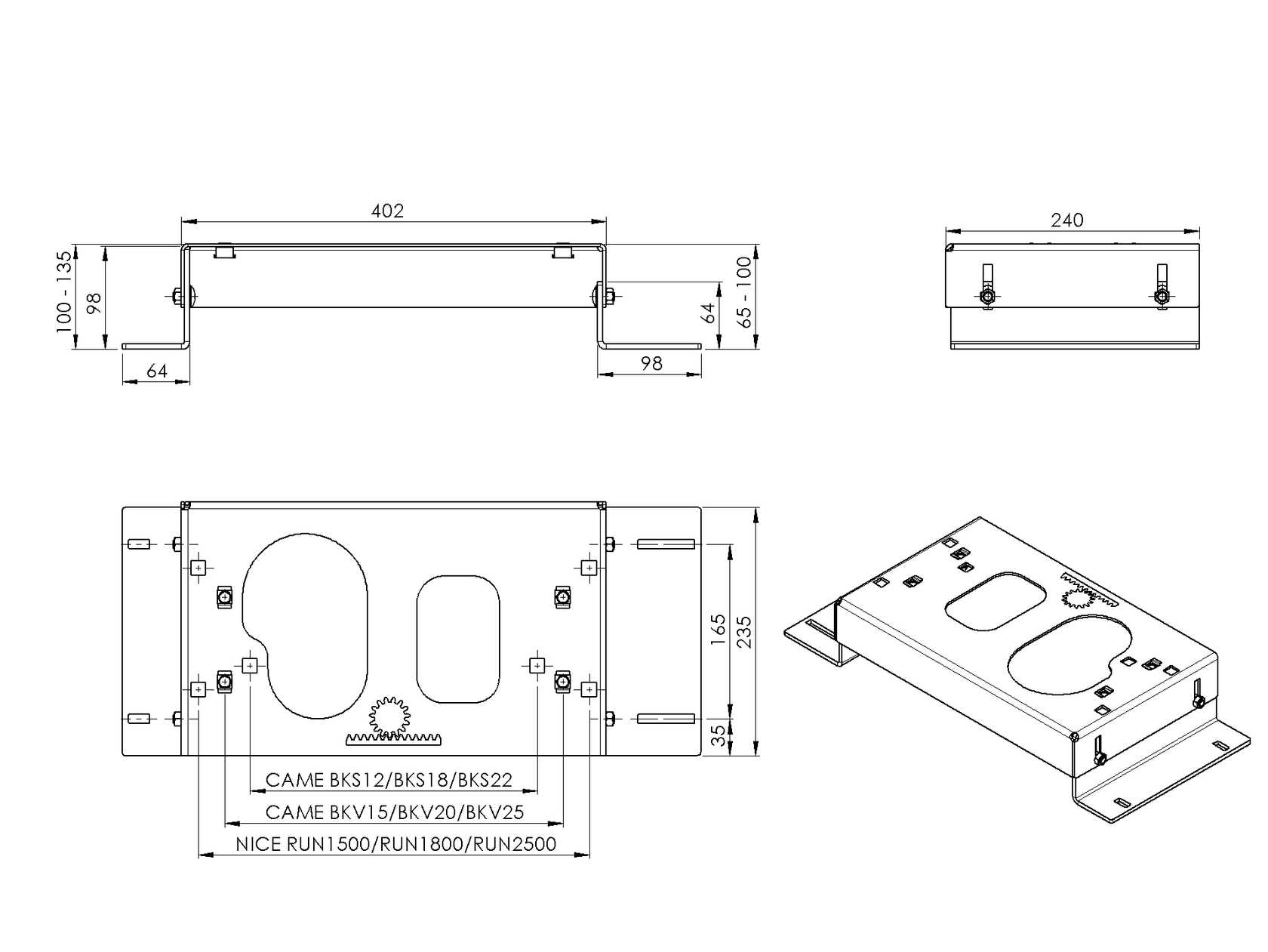 Univerzálny podstavec pre pohony posuvných brán