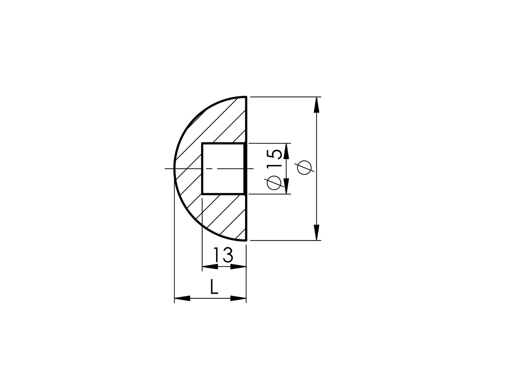 Ukončenie madla polguľa - nelak. DUB (OAK)