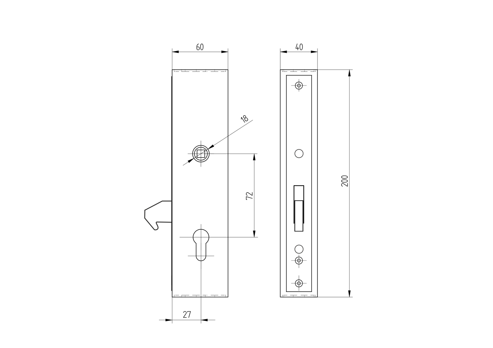 Krabica so zámkom pre posuvnú bránu, JP60x40