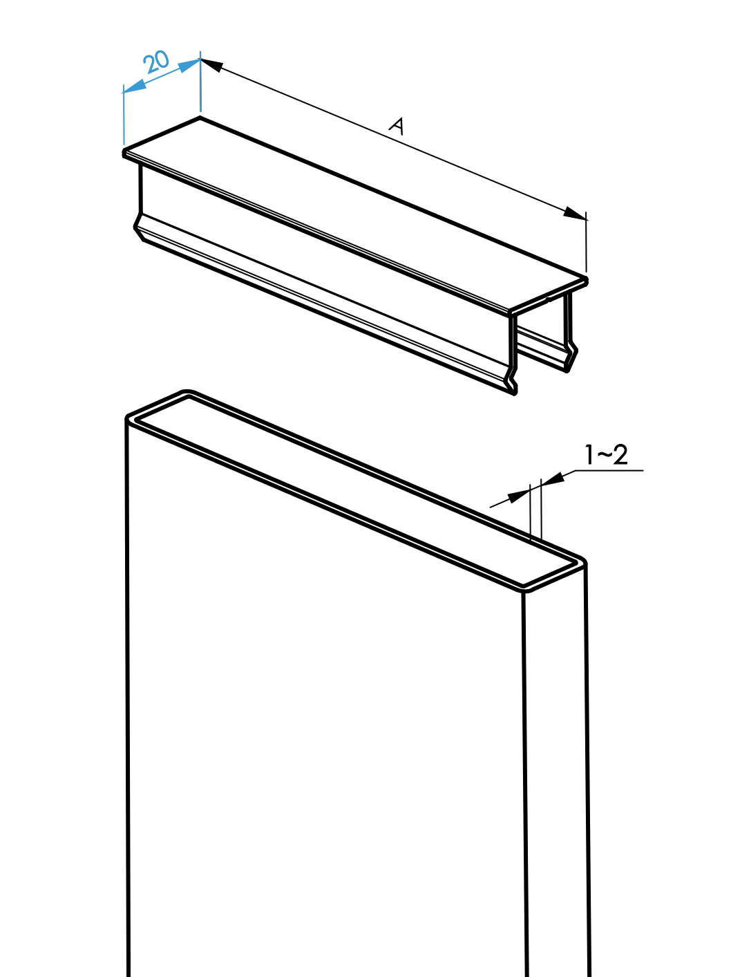 Krytka vertikálnej výplne 20x80x1 - R7016