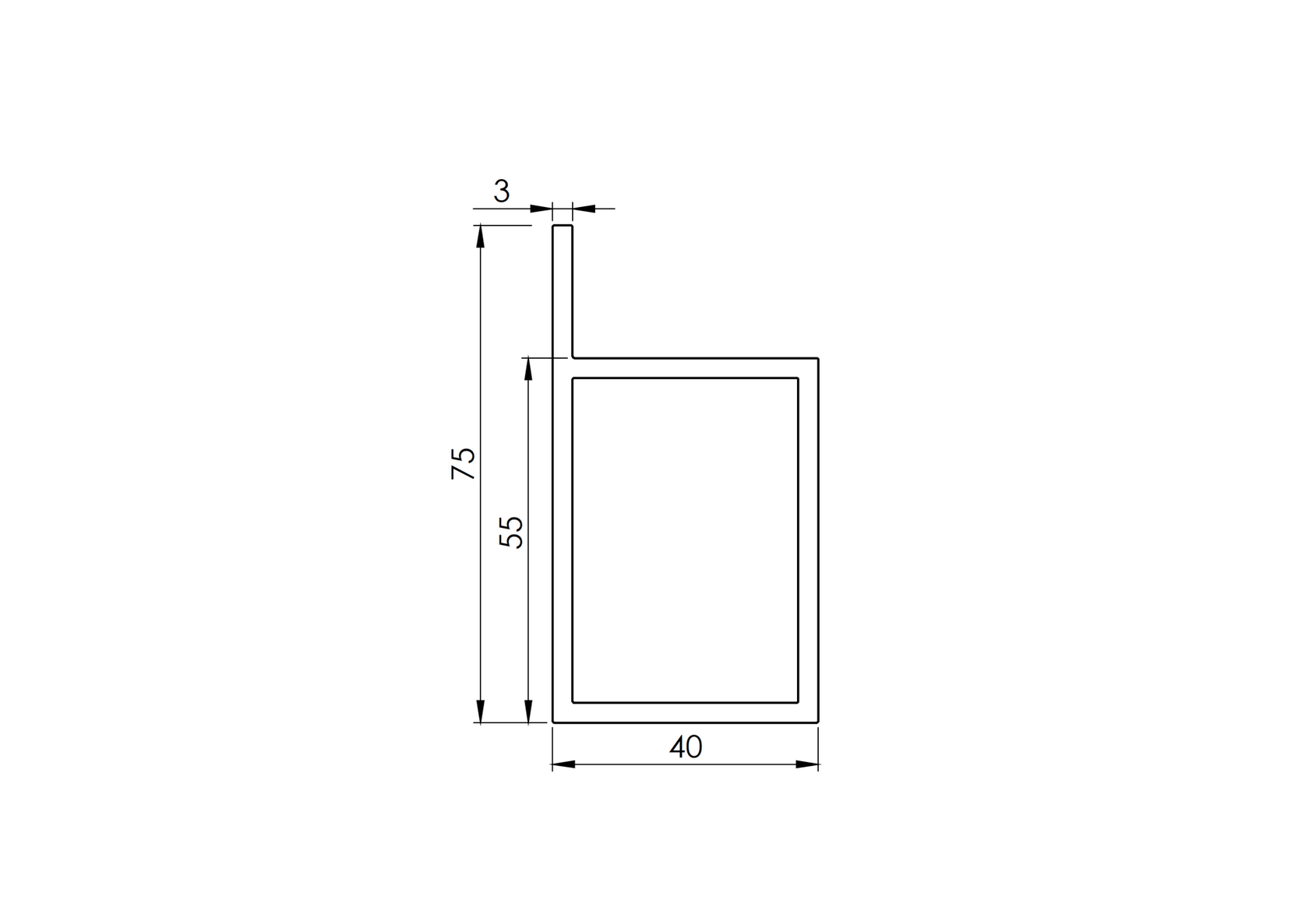 Hliníkový P-profil, uzavretý