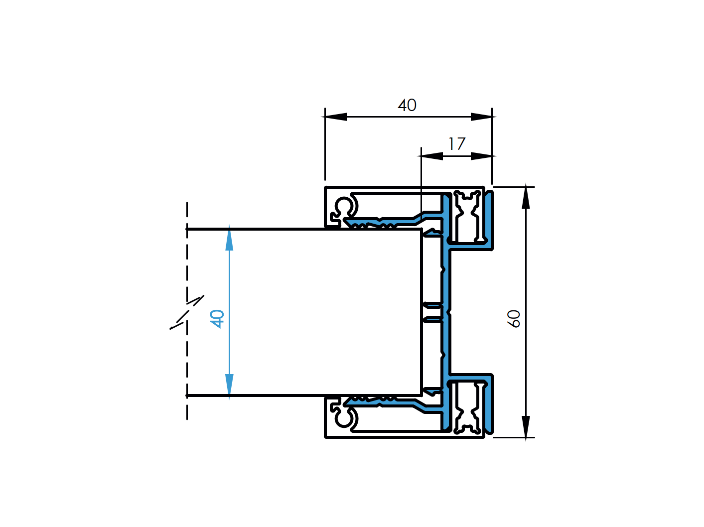 Hliníkový plotový adaptér pre 40mm výplne - 1700mm