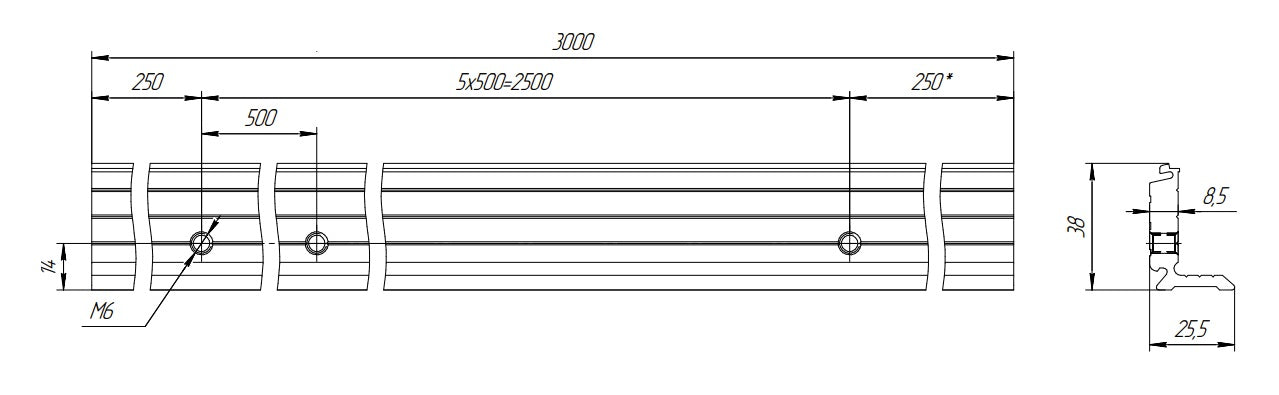 Svorkový al profil-3m s krycou lištou H40