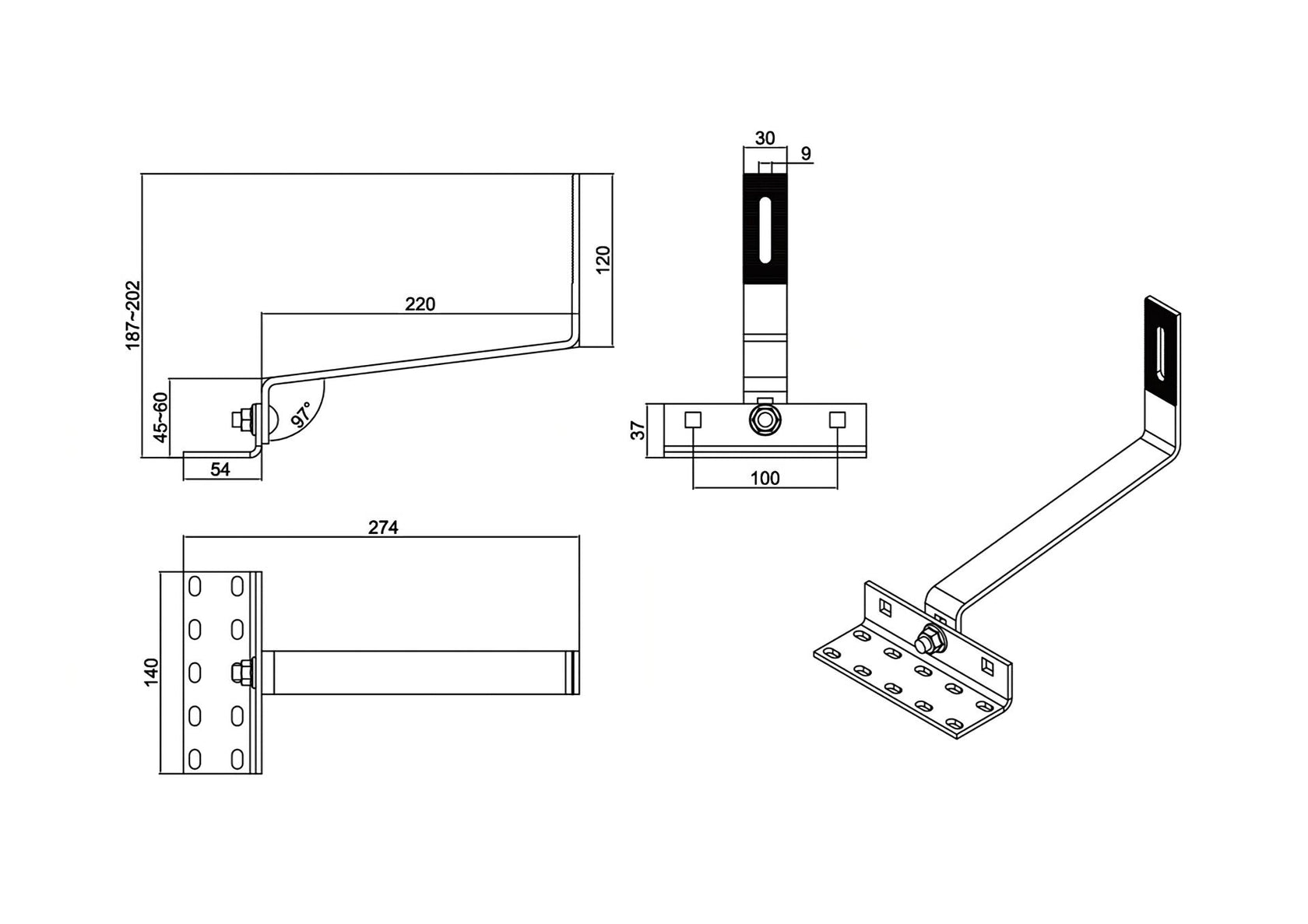 Strešný nerezový hák pevný - set pre plochý šindel