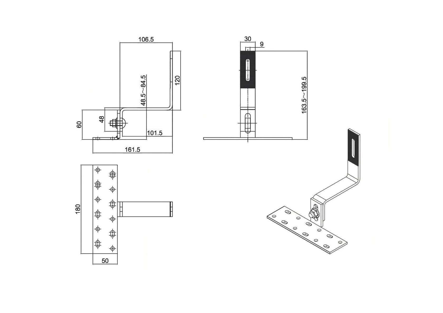 Strešný hák posuvný - set škridla keramika/betón