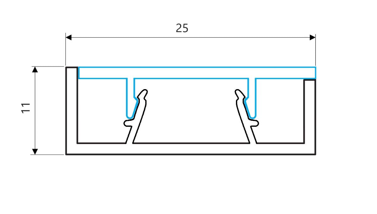 Hliníková výstuha 25x11 pre brány